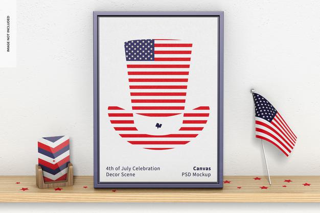 Free 4Th Of July Celebration Decor Scene Mockup, Front View Psd