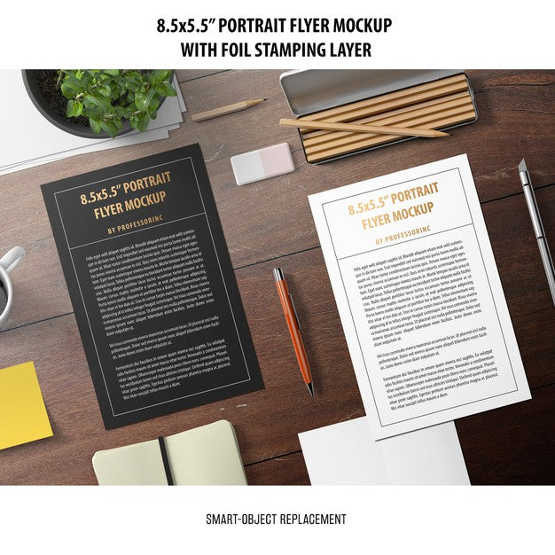 Free 5.5X8.5'' Portrait Flyer Mockup Psd