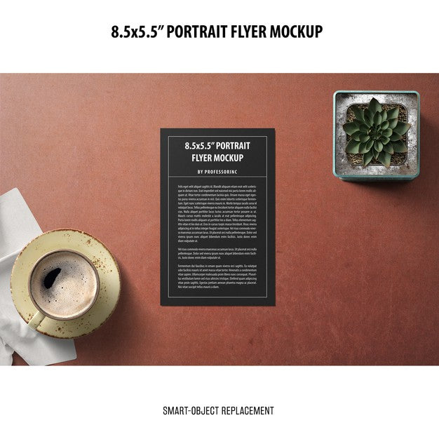 Free 5.5X8.5'' Portrait Flyer Mockup Psd