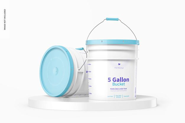 Free 5 Gallon Bucket Mockup, Dropped Psd