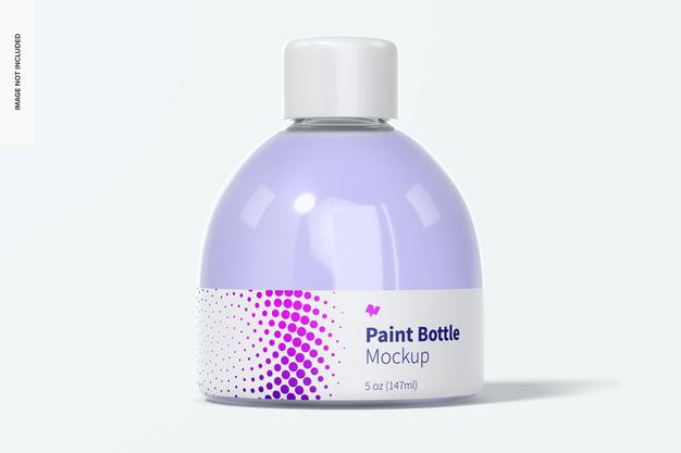 Free 5 Oz Paint Bottle Mockup, Front View Psd