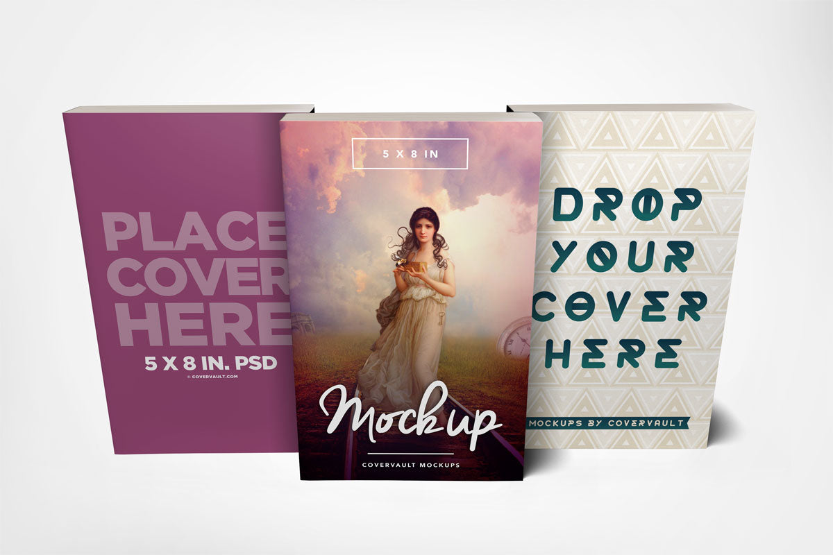 Free 5 X 8 Paperback Book Trio Mockup