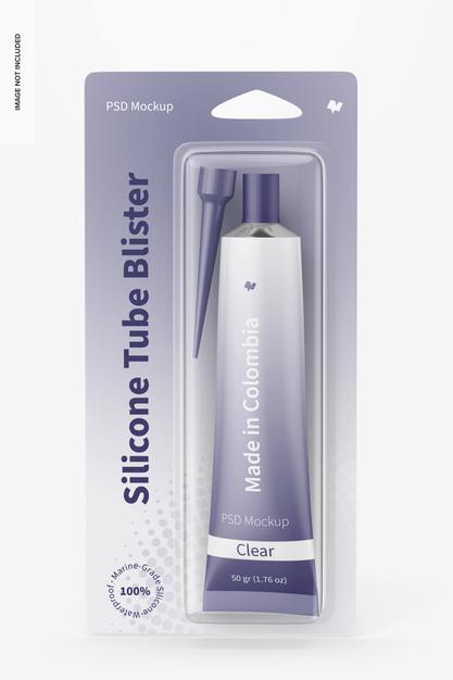 Free 50 Gr Silicone Tube Blister Mockup, Front View Psd