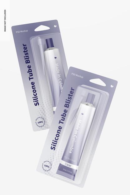 Free 50 Gr Silicone Tube Blisters Mockup, Falling Psd