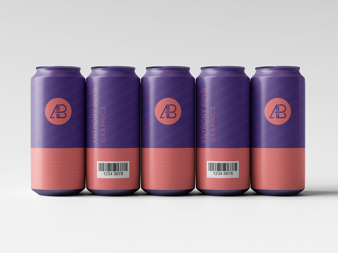 Free 500Ml Can Set Mockup