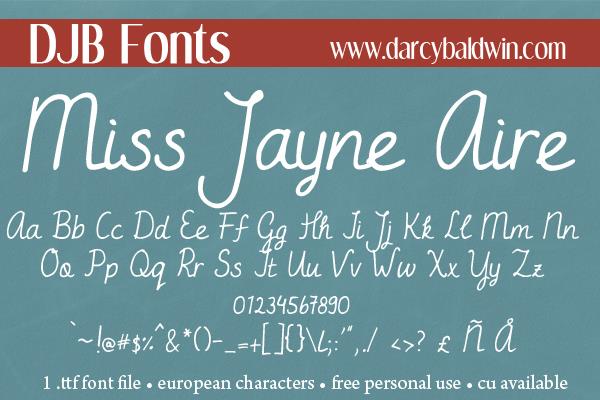 Free DJB Miss Jayne Aire Font