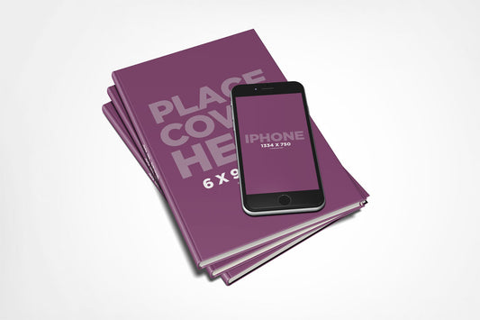 Free 6 X 9 Hardcover Book Stack With Iphone 6 Mockup
