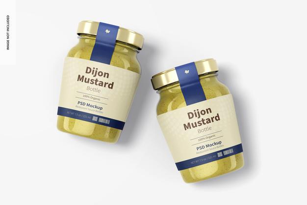 Free 7.5 Oz Dijon Mustard Bottle Mockup Psd