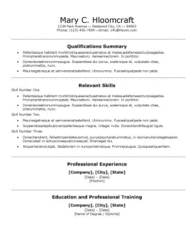 Free Functional Centred Traditional CV Resume Template in Microsoft Word (DOCX) Format