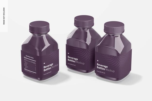 Free 8 Oz Beverage Bottles Mockup Psd