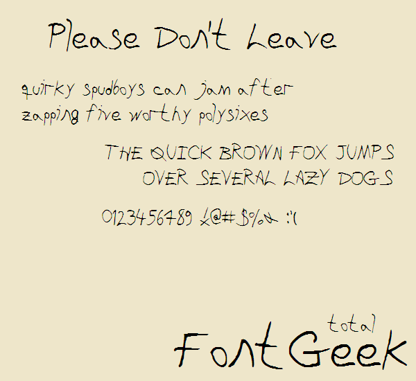 Free Please Dont Leave NBP Font