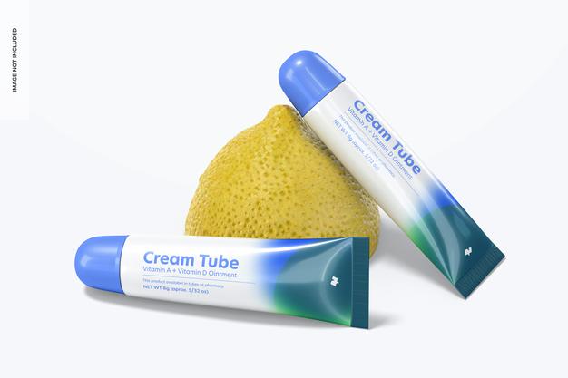 Free 8G Cream Tubes Mockup Psd