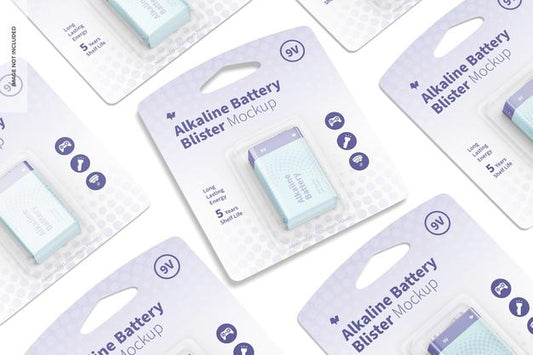Free 9V Alkaline Battery Blisters Mockup Psd