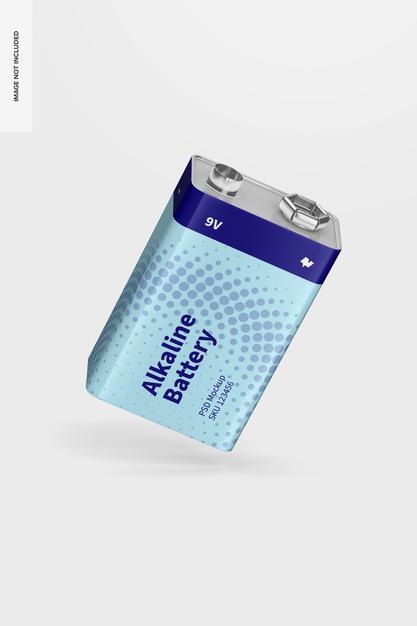 Free 9V Alkaline Battery Mockup Psd