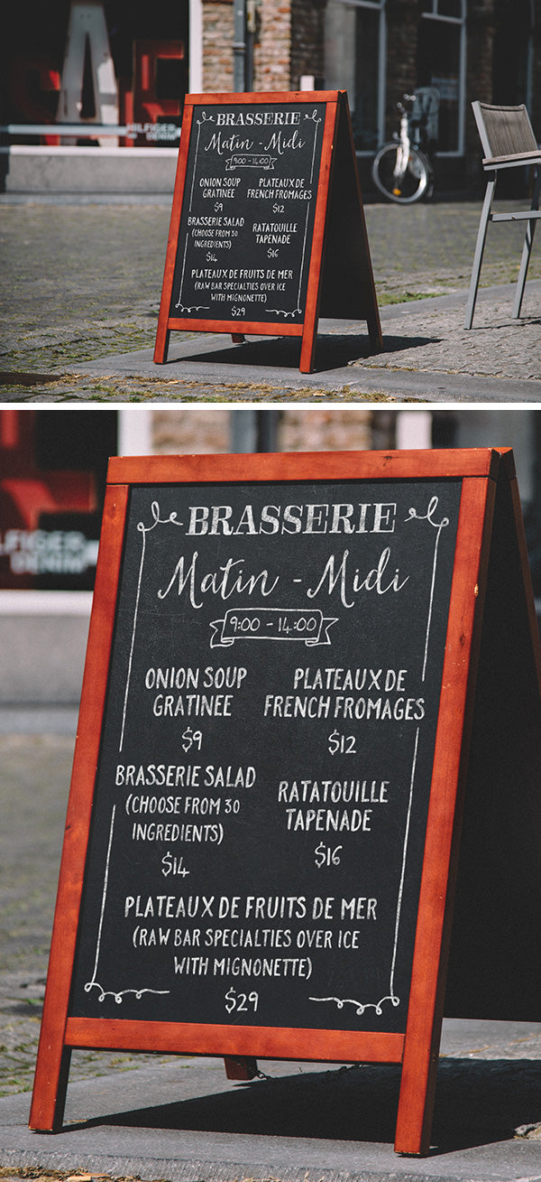 Free A-Frame Restaurant Menu Chalkboard Design Mockup