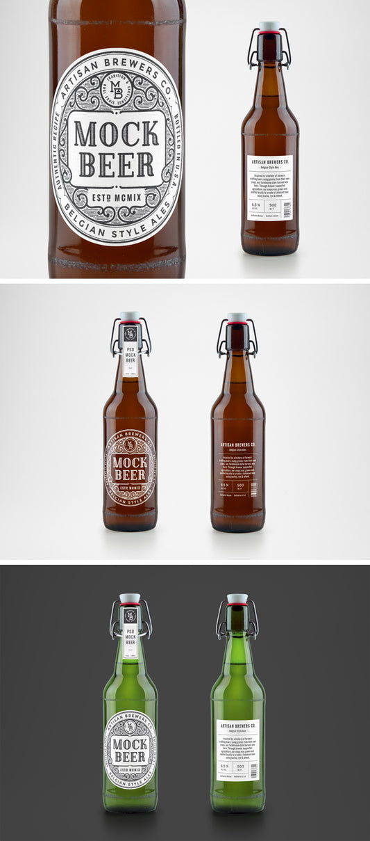 Free Artisan Beer Bottle MockUp Label