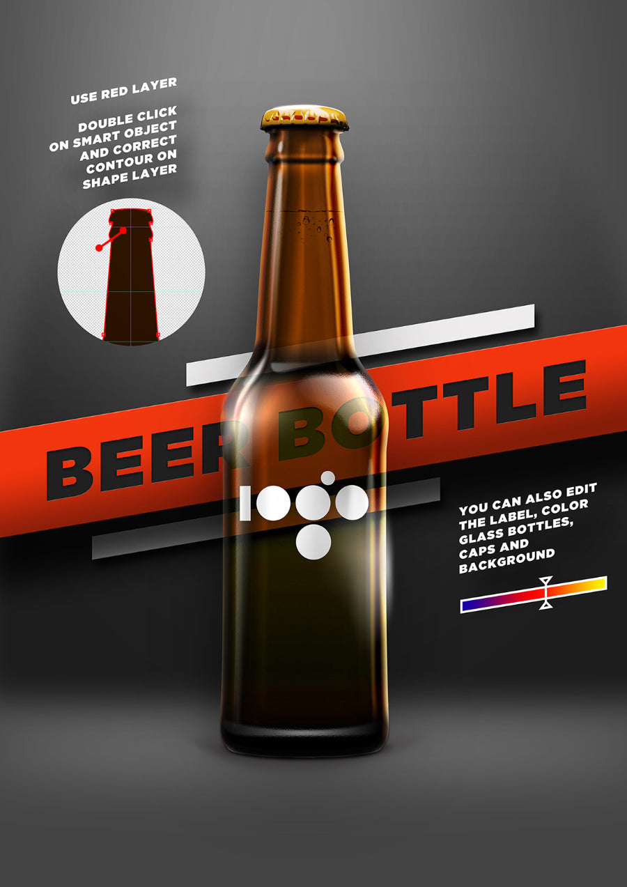 Free Beer Shape Bottle Mockup