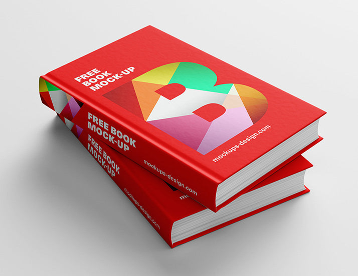 Free Red Thick Book or Novel Mockup