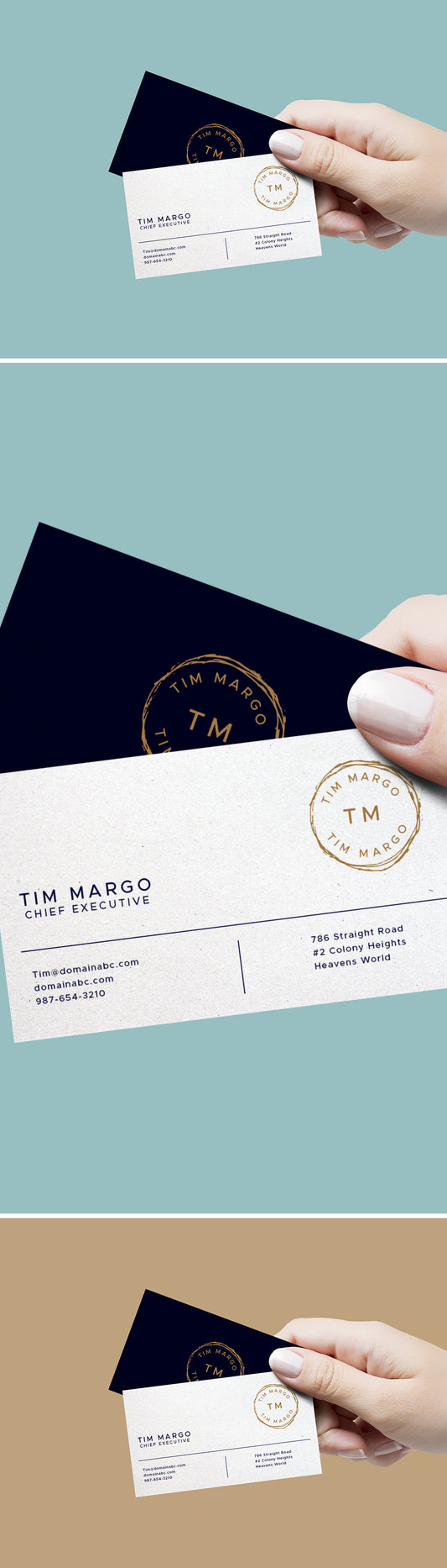 Free Hand Holding Business Cards Mockup
