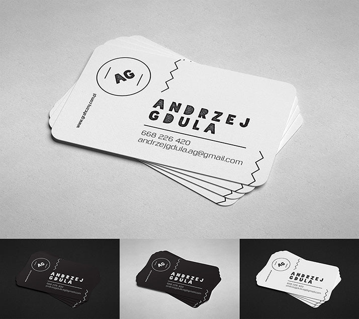 Free Rounded Business Card Mockups 3 Views