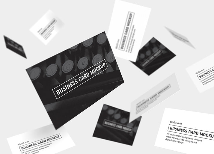 Free Big Collection of 6 Business Card Mockups 85x55 mm