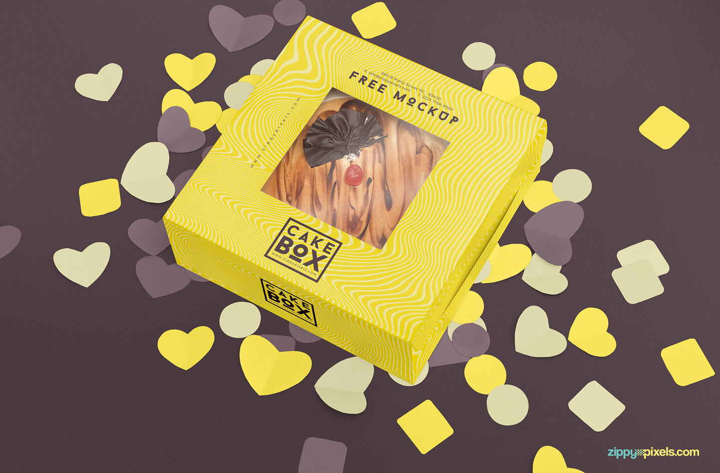 Free Lovely Cake Box Mockup