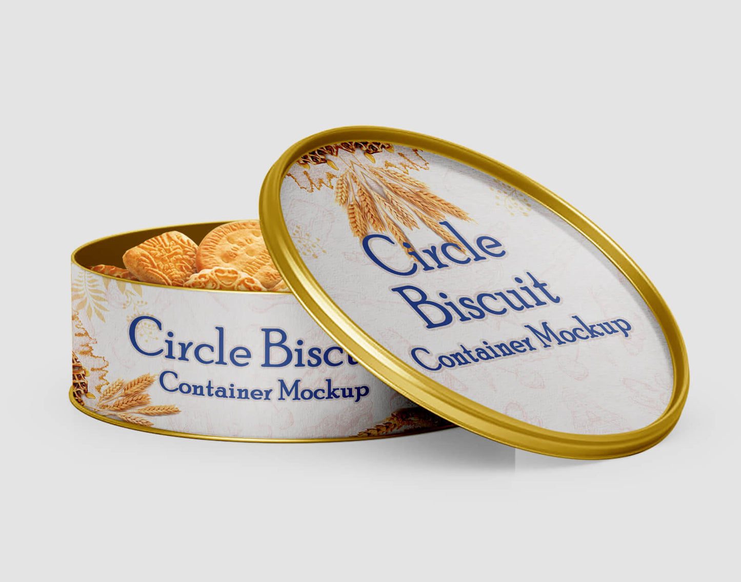 Free Circle Biscuit and Cookies Tin Container Mockups