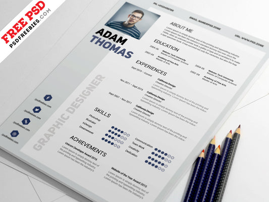 Free Clean and Minimal CV Resume Template in Photoshop (PSD) Format