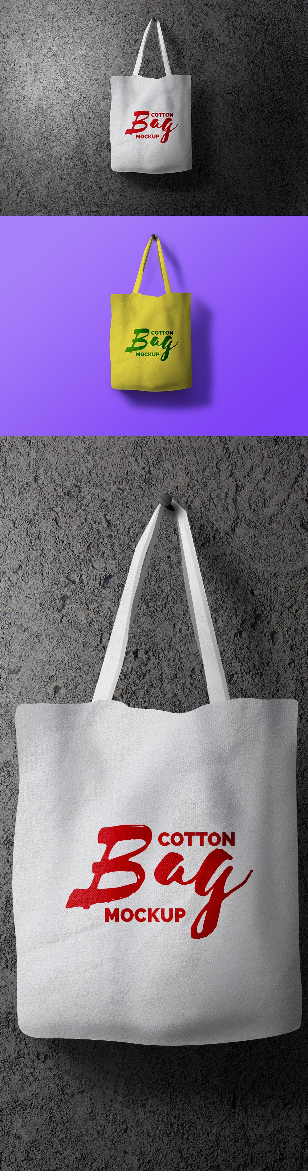 Free Hanging Cotton Bag Mockup PSD