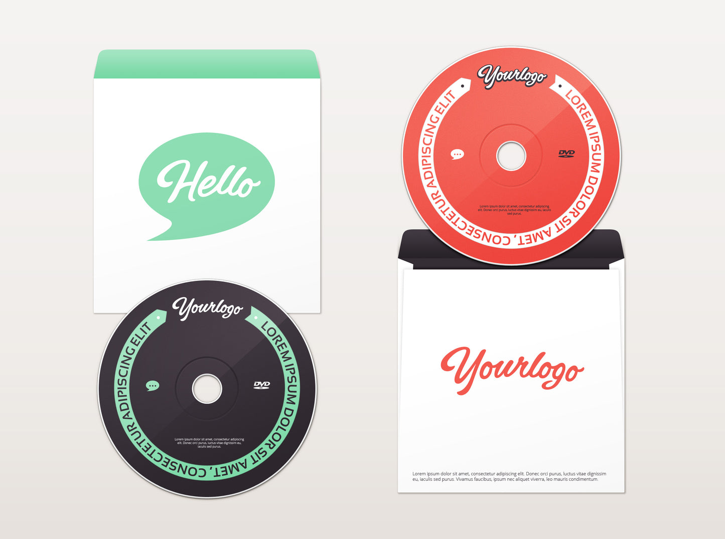 Free Envelope, CD and DVD Psd Mockup