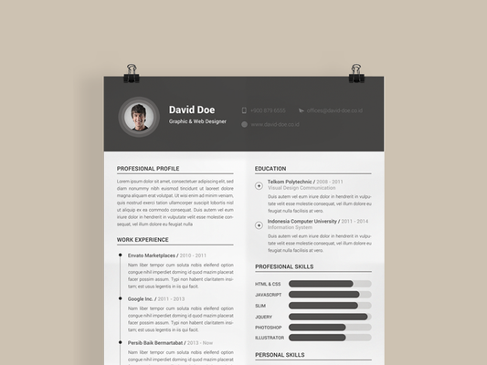 Free Clean and Minimal Photo Resume CV Template in Photoshop (PSD) Format