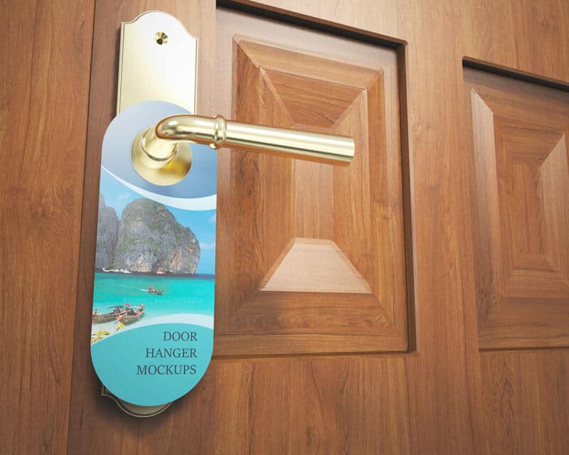 Free Hotel Door Hanger Mockups