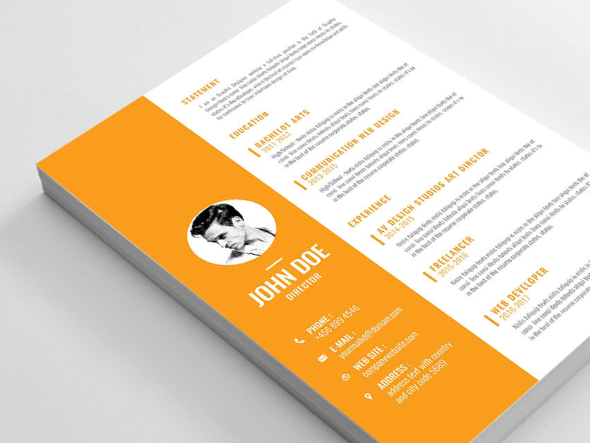 Free Editable Vector CV Template with Cover Letter in Illustrator (AI) Format