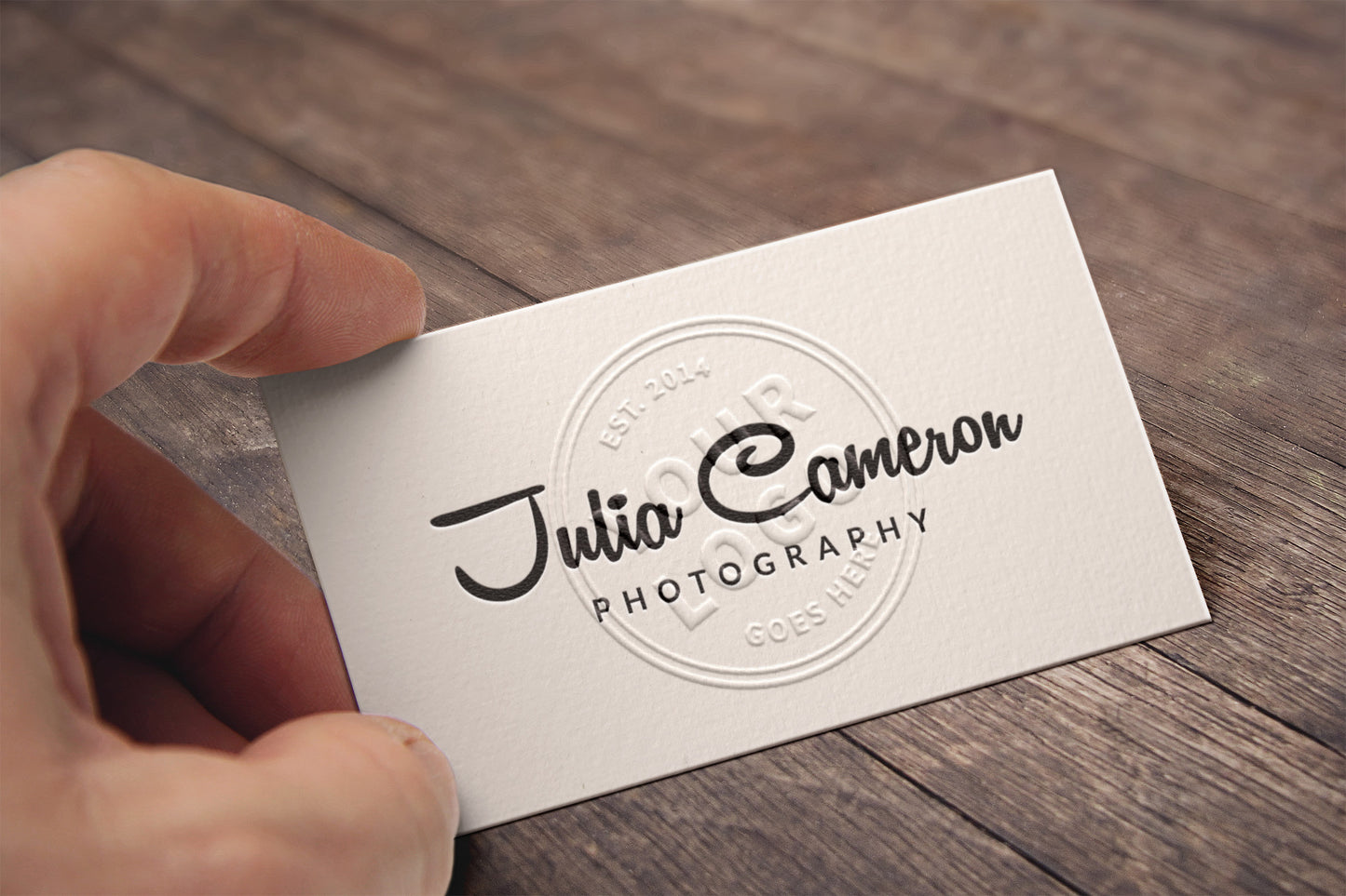 Free Hand Helding a Business Card MockUp