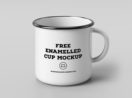 Free Clean and Simple Enamel Coffee or Tea Mug Mockup