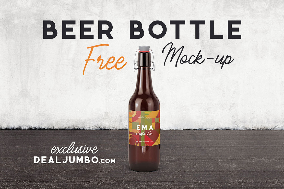 Free Crafty Brown Beer Bottle Mockup PSD