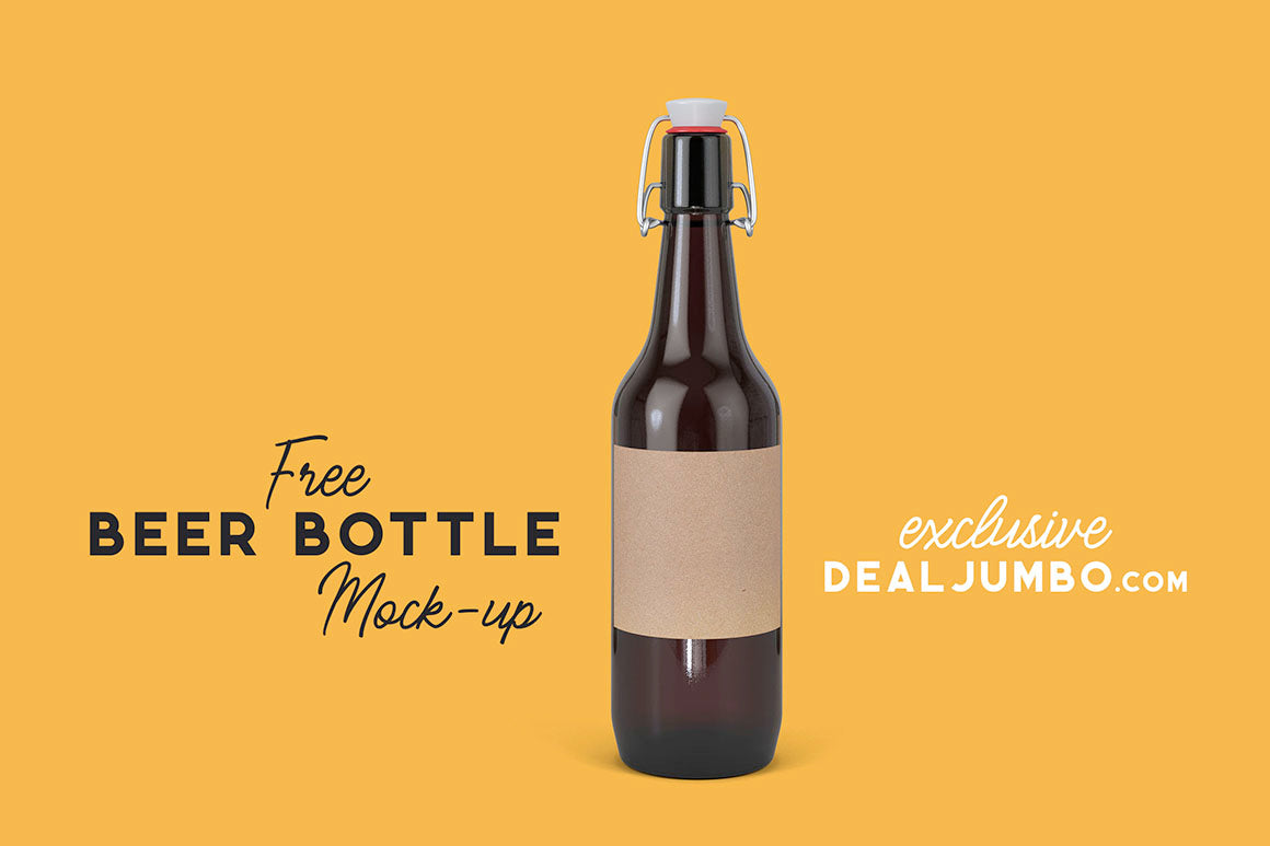 Free Crafty Brown Beer Bottle Mockup PSD