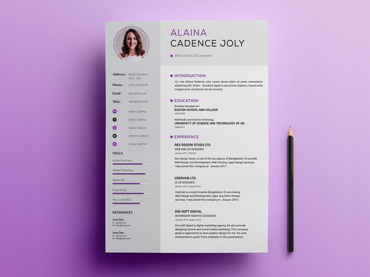 Free Professional Resume CV Template with Clean Design in Photoshop (PSD) Format