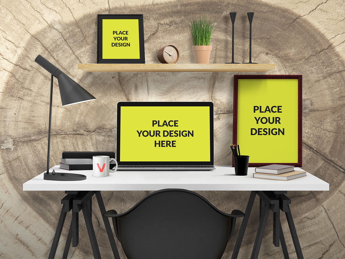 Free Office Desk Mockup Set