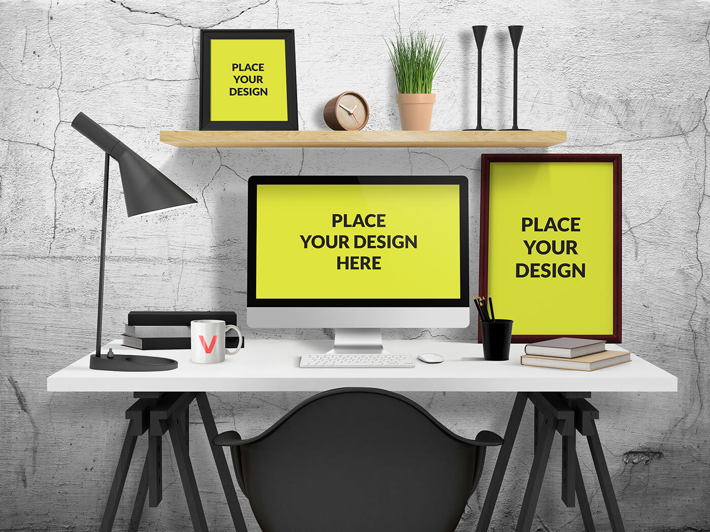 Free Office Desk Mockup Set