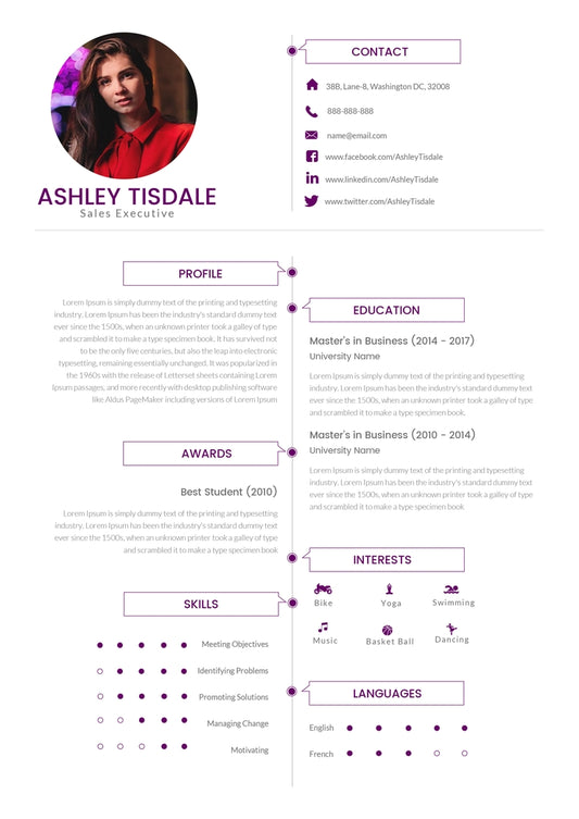 Free MBA Sales Executive Resume CV Template in Photoshop (PSD), Microsoft Word and Indesign Formats