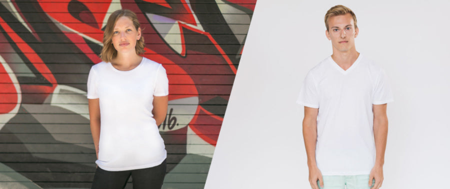 Free Clean White Photorealistic T-Shirt Template Men and Women