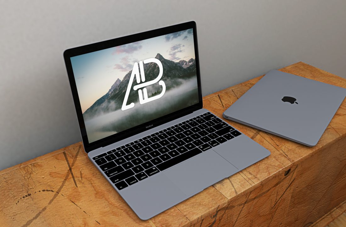 Free Realistic Space Grey Macbook Mockup