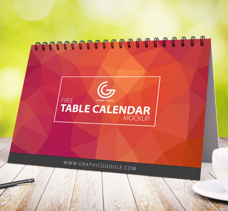 Free Table Calendar PSD Mockup