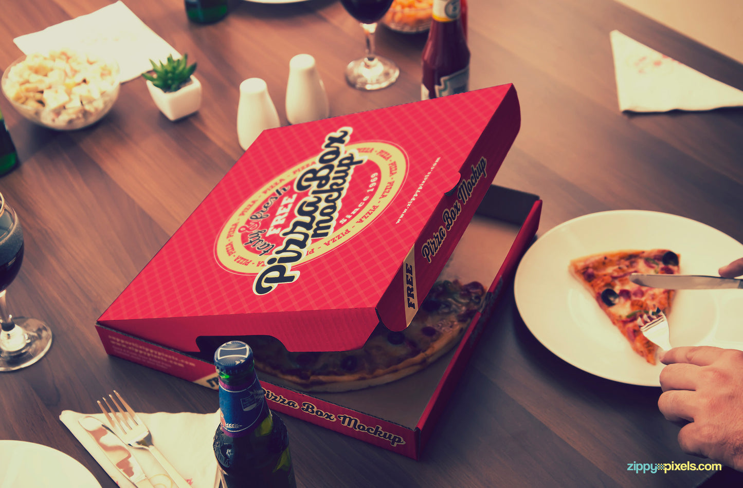 Free Finger-licking Good Pizza Mockup