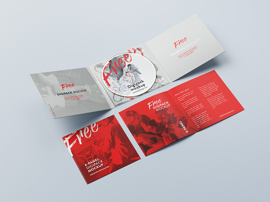 Free 6-Panel Digipack Mockup CD or DVD Cover