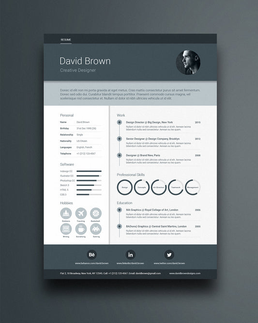 Free Material Resume Template in Photoshop (PSD), Illustrator (AI) and Indesign Formats
