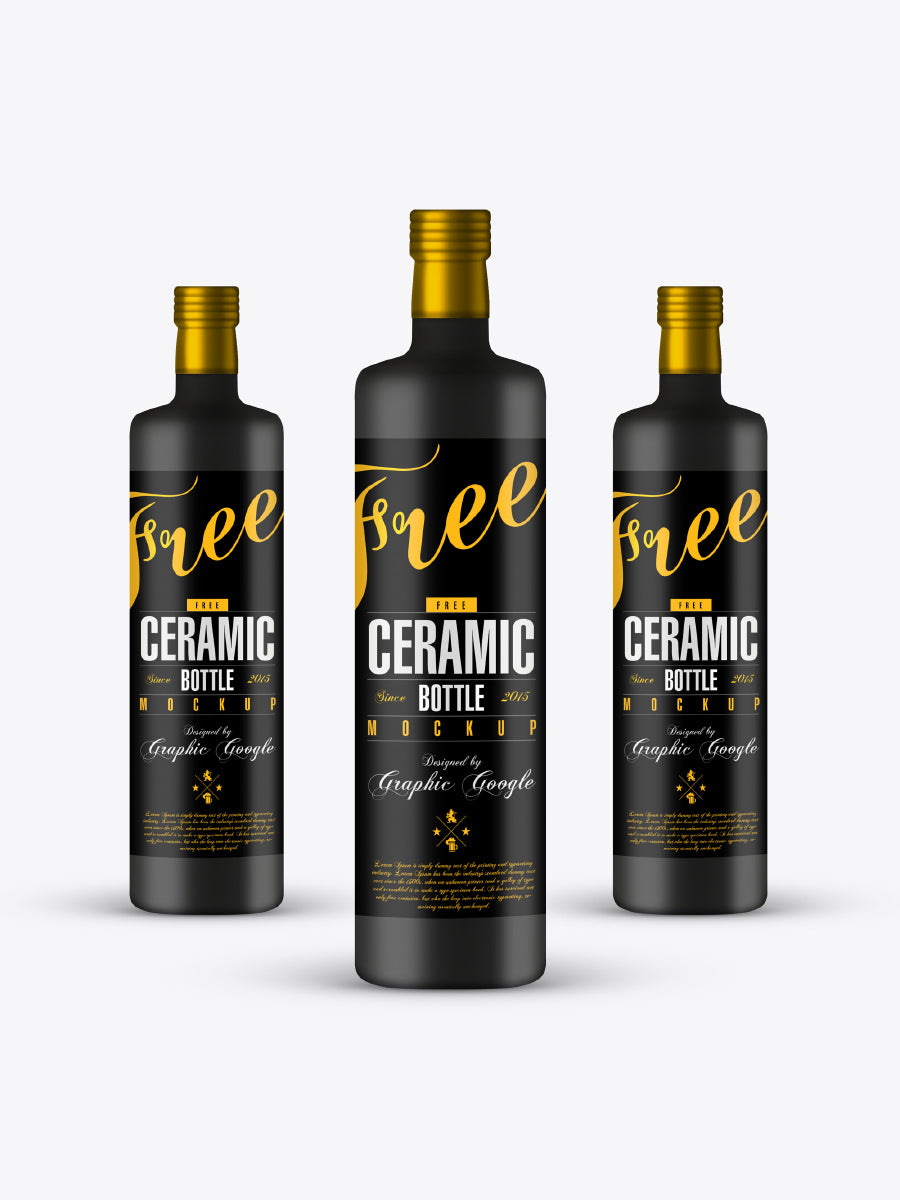 Free Black Ceramic Bottle PSD Mockup