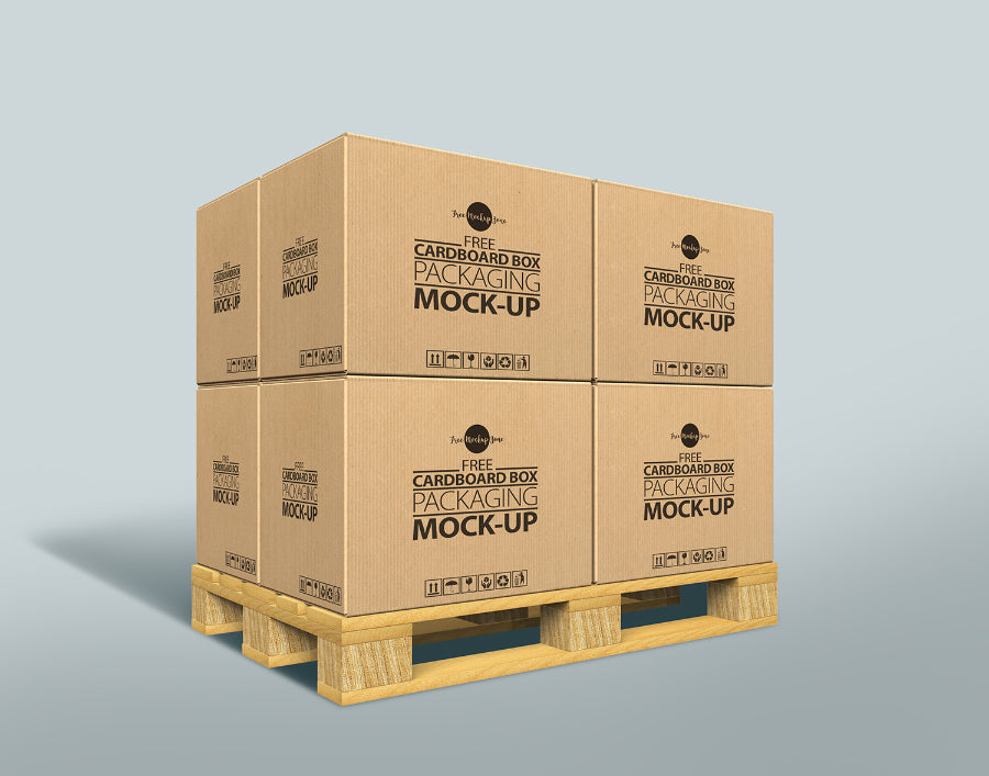 Free Cardboard Container Box PSD Mockup