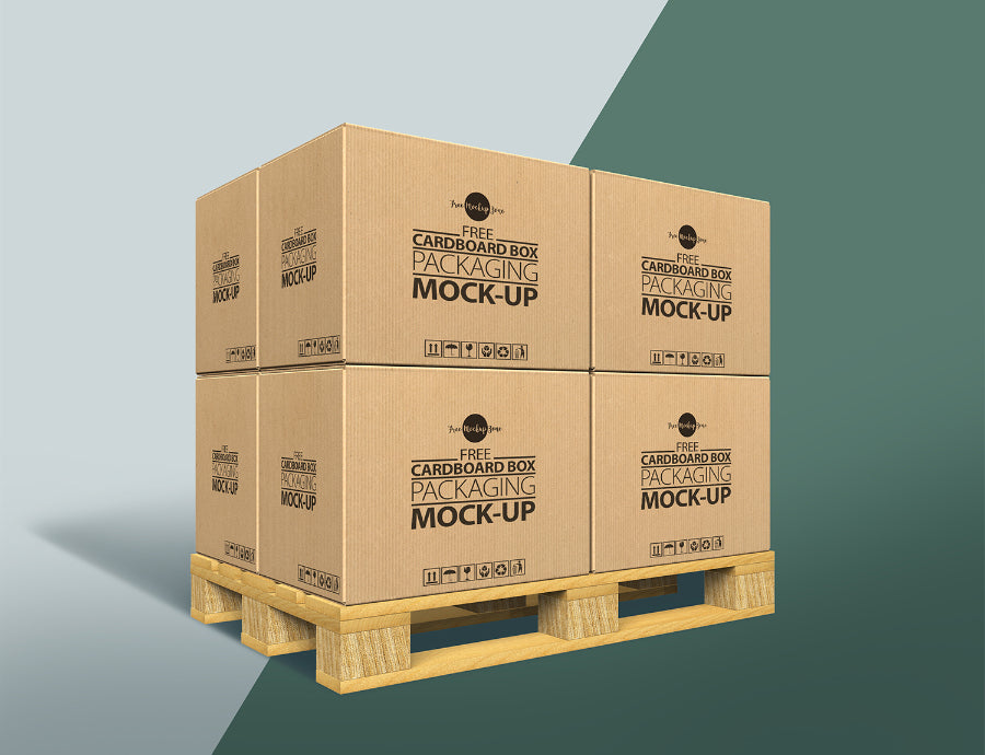 Free Cardboard Container Box PSD Mockup